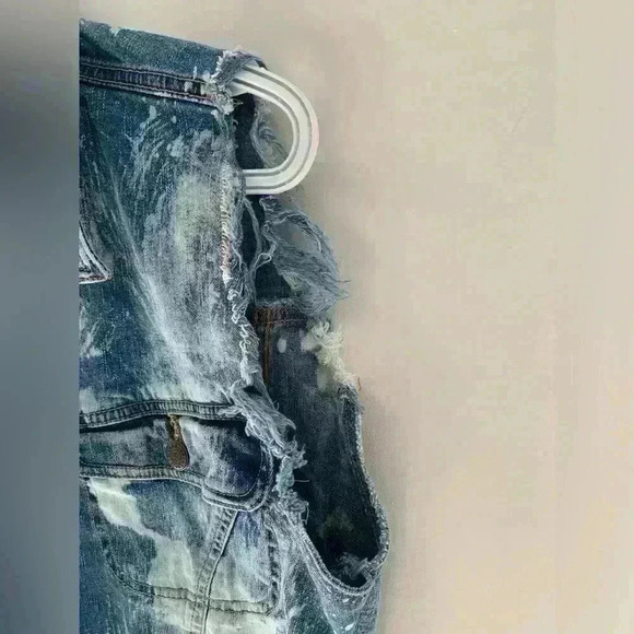 VINTAGE BILL BLASS Jeans  Distressed Bleached Denim Vest - Picture 5 of 6